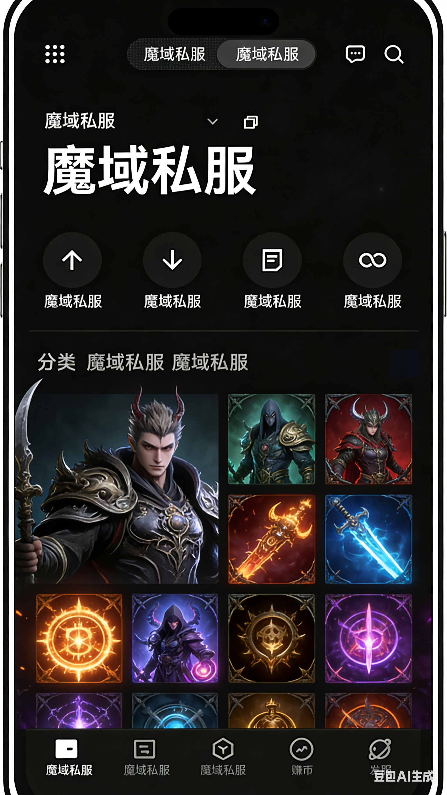 秘境探索魔域私服移动端游戏界面